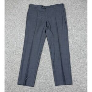 Zanella Dress Pants Men 38x30 Blue Gray Wool Parker Italy Made City Business